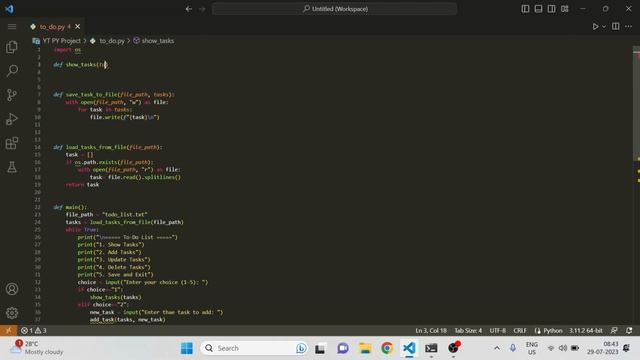 Simple Todo List Project in Python Programming for Beginners in HINDI | Python Beginner Projects