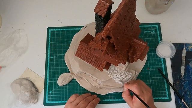 Дачный домик на берегу реки. Поделка из бумажной глины. смотреть онлайн