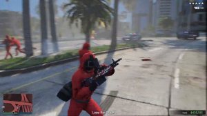 Gta 5 Squid Game Soldiers Rob fleeca bank + 5 star escape