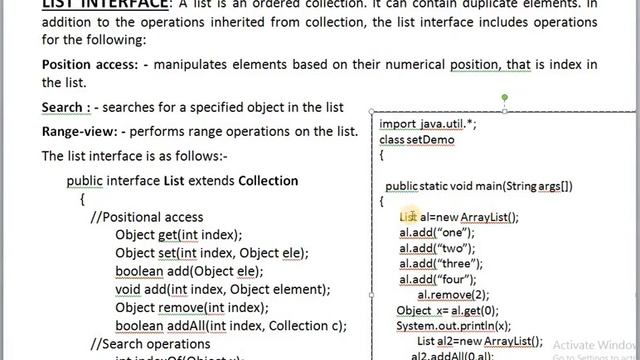 LIST INTERFACE IN JAVA COLLECTION FRAMEWORK
