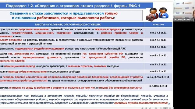 Вебинар: "Правила заполнения единой формы сведений ЕФС-1"