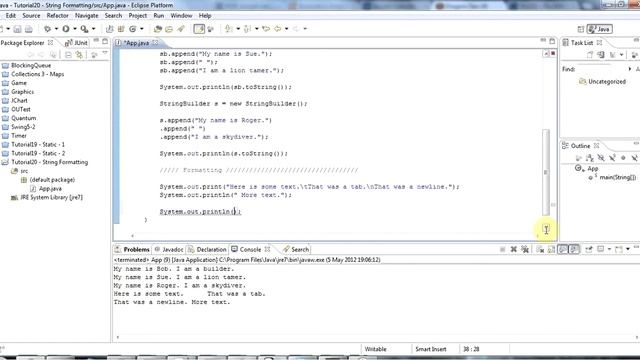 Learn Java Tutorial for Beginners, Part 20: StringBuilder and String Formatting смотреть онлайн