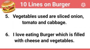 10 Lines on My Favourite Food Burger 🍔 in English | 10 Lines on Burger | StudyPrideCorner