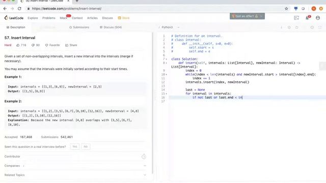 LeetCode Python 57 Insert Interval смотреть онлайн