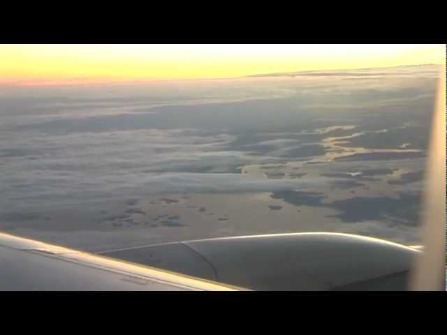 Landing in Vantaa Helsinki airport (EFHK) in white night. смотреть онлайн