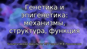 Генетика и эпигенетика: механизмы, структура, функция 2021. День 1