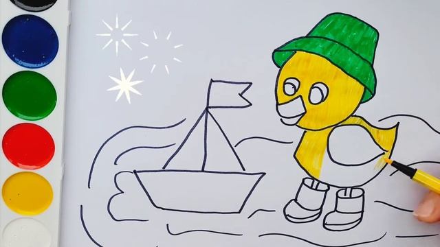 Как нарисовать утенка. Рисуем утенка. Нарисуй и раскрась. Для детей. смотреть онлайн