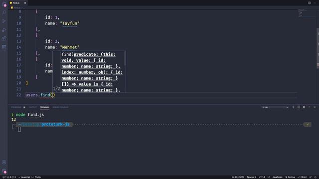 Javascript find() Metodu