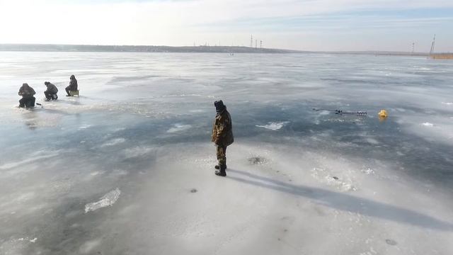 Зимняя рыбалка съемка  дроном