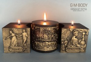 Корпоративный подарок - металлизированные свечи на тему Льва Толстого и Ясной Поляны