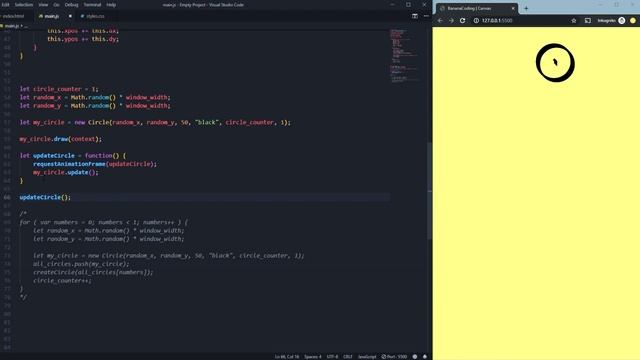 HTML5 Canvas JavaScript Tutorial | Moving objects animation + Collision detection [#4]
