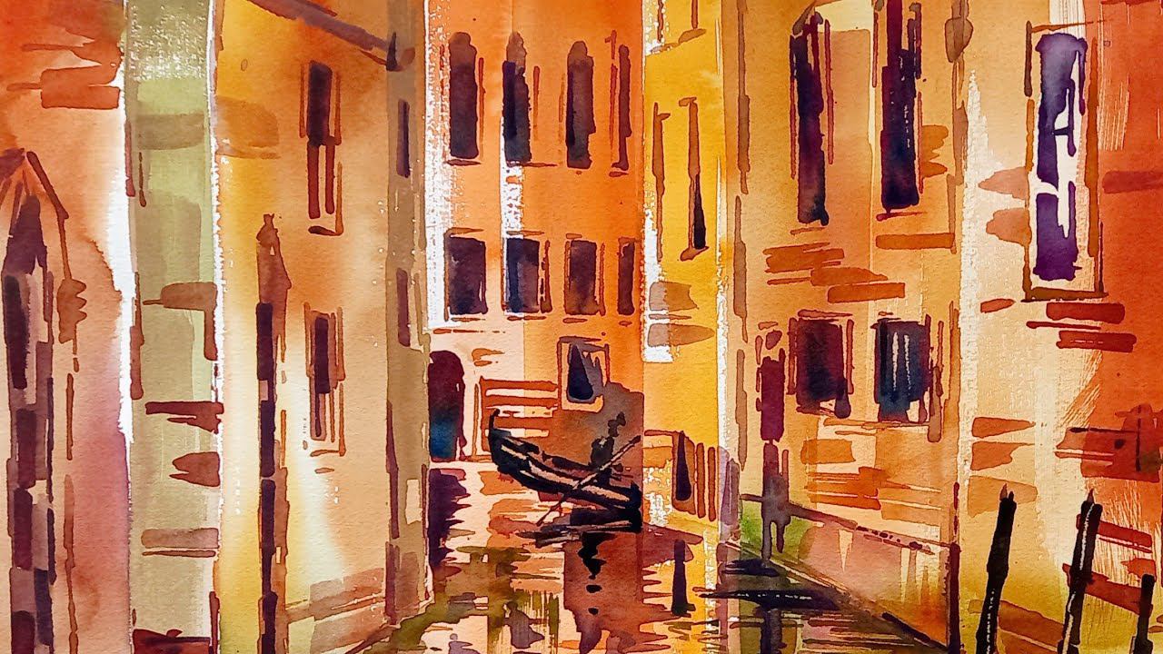 Прогулка по Венеции, акварельная история, живой мастер-класс смотреть онлайн