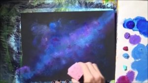 Sponge Painting a Galaxy with Acrylic Paint