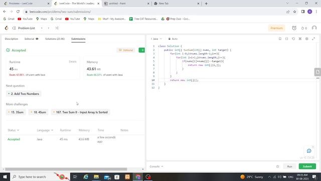 LeetCode in Java | Problem Solving in Arrays : Easy Question | Two Sum Problem