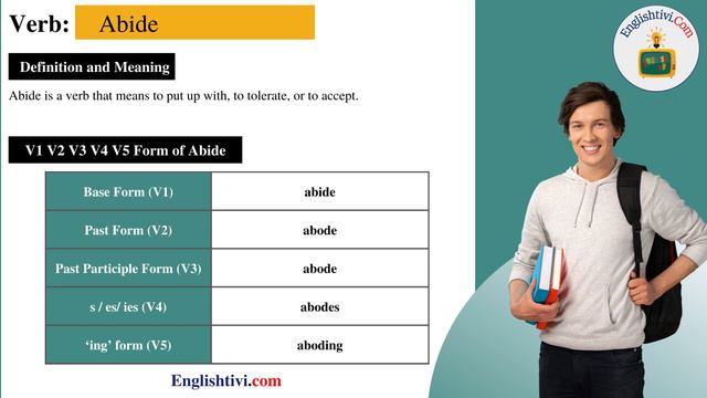 Abide V1 V2 V3 V4 V5 Base Form, Past Simple, Past Participle Form of Abide | Englishtivi.com смотреть онлайн