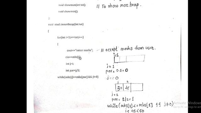 DSA Program (with code & output)- Student Marks Record using Heap data structure.