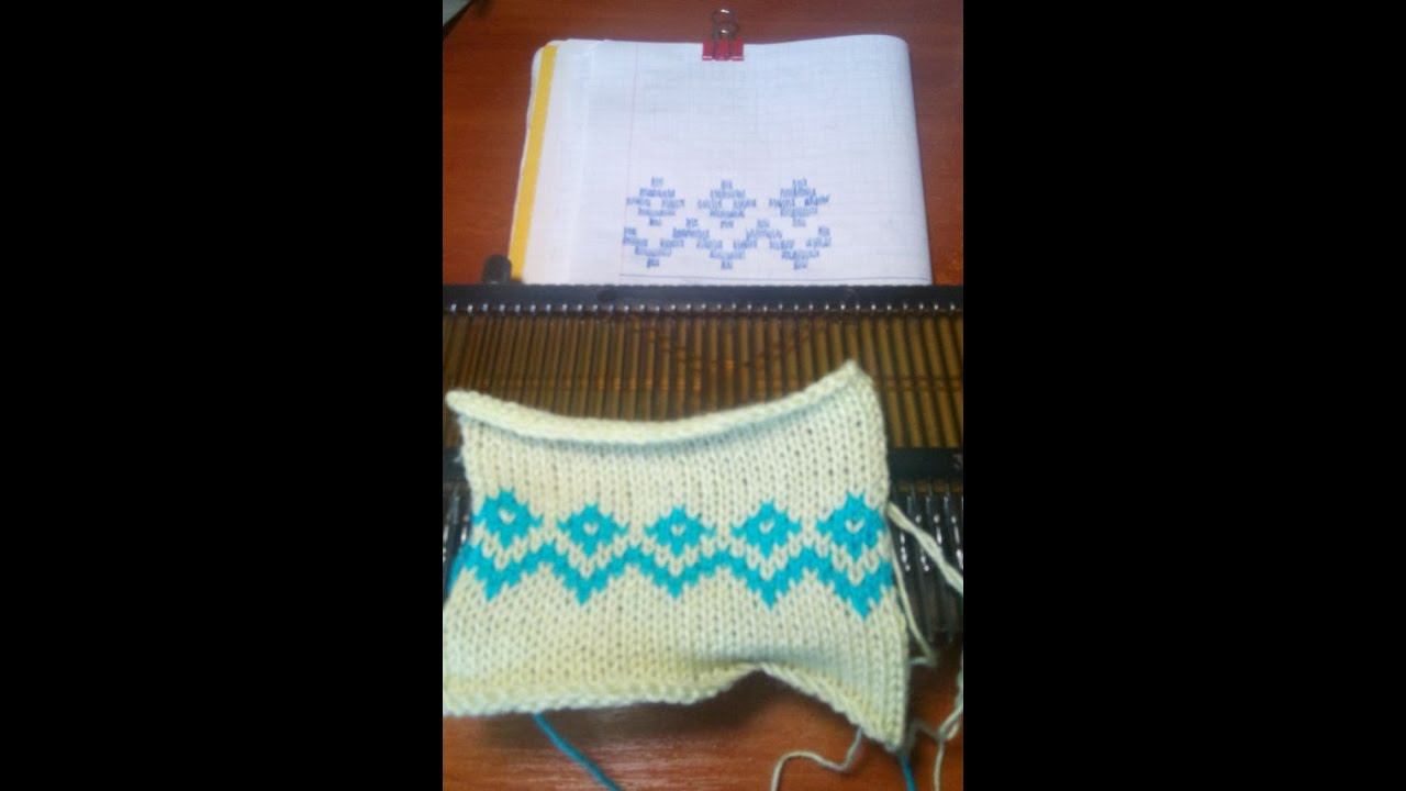 Жаккард на вязальной машине, проще не бывает. смотреть онлайн