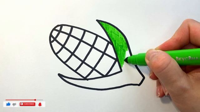 Как нарисовать КУКУРУЗУ. Сладкий початок для детей. смотреть онлайн