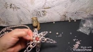 DIY Как сделать снежинку на ёлку из бисера и бусин. Snowflake on a Christmas tree of beads and bead
