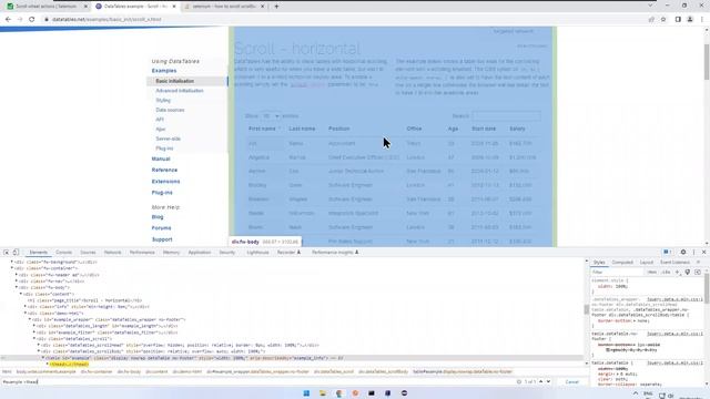 How to Scroll inside the WebElement in Selenium | Scroll inside WebTable |WebTable Horizontal Scrol