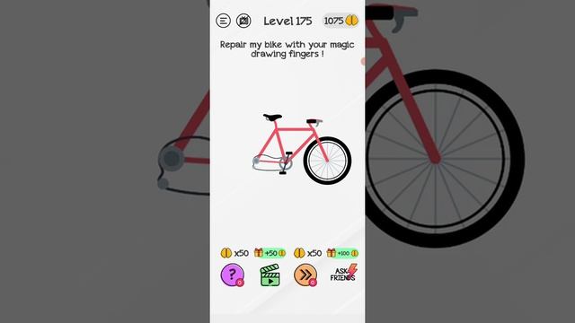 Braindom Level 175 Repair my bike with your magic drawing fingers walkthrough