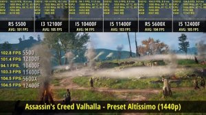 Comparativo - I3 12100F vs R5 5500, I5 10400F, I5 11400F, I5 12400F, R5 5600x (10 Games 1080p/1440p