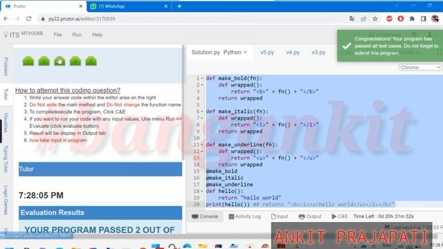 PYTHON QUIZ 7 G3/PRUTOR PYTHON QUIZ 7 Answer (KNC 402) RIGHT 100%(college code 194 to 871 )
