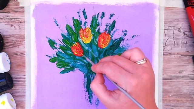 Как нарисовать ТЮЛЬПАНЫ, РОЗЫ, РОМАШКИ | Рисунок на 8 марта | Урок рисования для начинающих