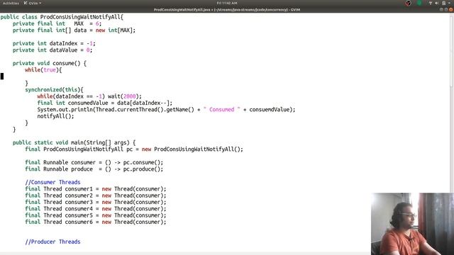Producer Consumer design Pattern implemented using wait and notifyall : Java live coding