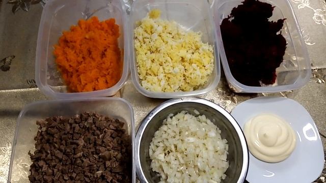 САЛАТ ПИКАНТНЫЙ/ОЧЕНЬ НЕЖНЫЙ САЛАТ. С Телятиной,Слоями