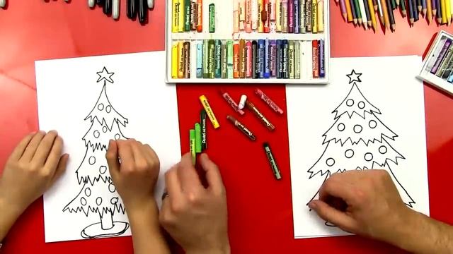 How To Draw A Christmas Tree Как нарисовать Новогоднюю Ëлку