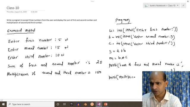 [Python] Class-10 : Program # Accept three numbers