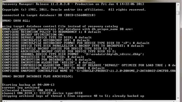 How To Use Configure Command of RMAN part 02 смотреть онлайн