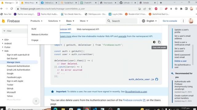 firebase authentication react native | delete user data from firebase auth | react native firebase
