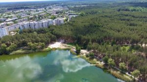 Лиман (Красный лиман) с озером Ломоносовское и улицы Чапаева, Лейко, Телеграфный пер с высоты в 4K