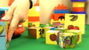 Собираем картинку из разноцветных кубиков.Кубики для детей. Грузовичек. Степка.Учим овощи и фрукты.