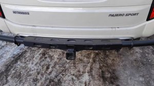 Защита заднего бампера для Mitsubishi Pajero Sport 3, с квадратом под фаркоп
