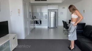 Office Dress with Stockings Try On