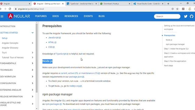 Angular 8 tutorials prerequisites from scratch for beginners