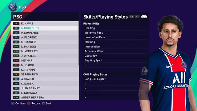 eFootball PES 2021 STATS MODIFICATION MARQUINHOS (87 OVR)