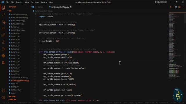 Happy Birthday Cake Using Python Turtle Code
