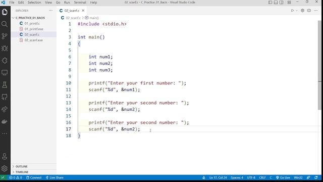 C Program to Take Input by User | scanf() Function | EduCodeSam