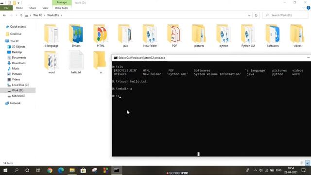 Git Bash command|touch|ls