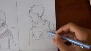 Naruto Sandaime Hokage manga style drawing