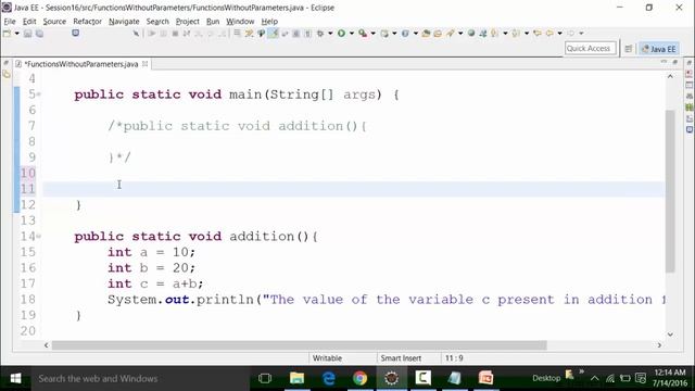 Examples Of Functions Without Parameters JAVA | JAVA Online Training | JAVA Tutorial | Free Demo