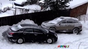 Сели крепко на брюхо в снегу.