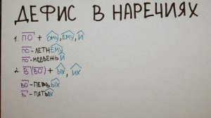 Дефис в наречиях
