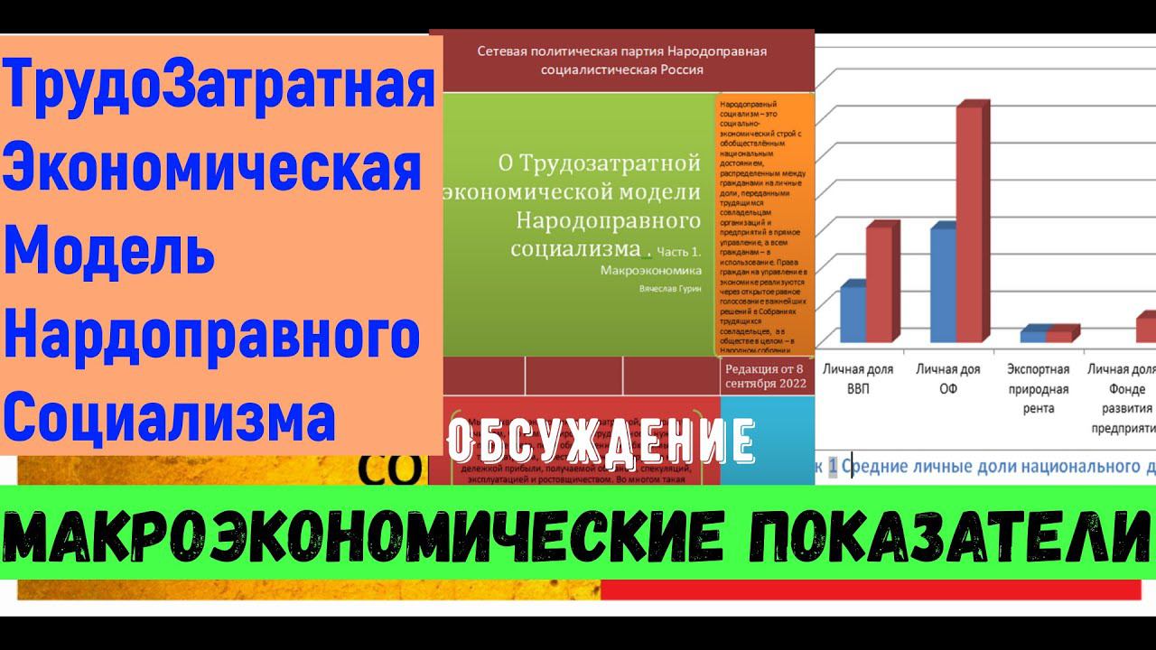 Трудозатратная экономическая модель Народоправного социализма. Макроэкономика. Обсуждение 25 08 22