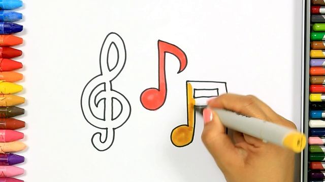 Как нарисовать Музыкальные ноты | Раскраски детей HD | Рисование и окраска | Рисование для детей. смотреть онлайн