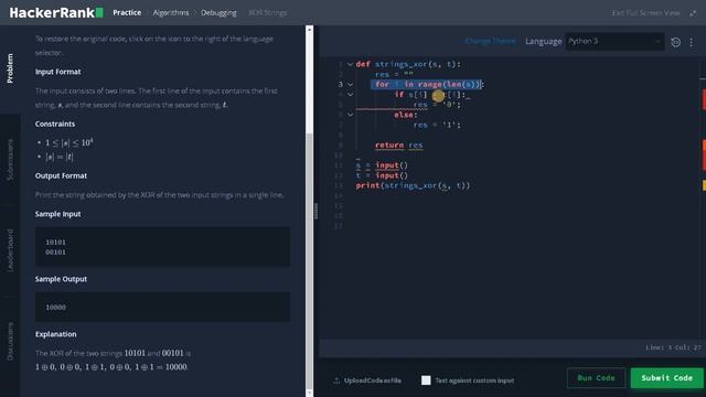 205 - XOR Strings | Debugging | Hackerrank Solution | Python